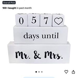 White Countdown Blocks for Wedding